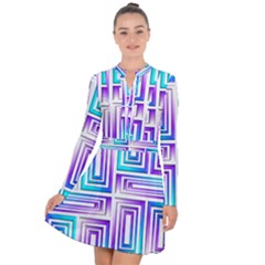 Geometric Metallic Aqua Purple Long Sleeve Panel Dress by HermanTelo