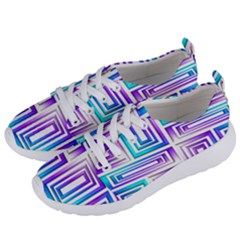 Geometric Metallic Aqua Purple Women s Lightweight Sports Shoes