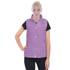Gingham Plaid Fabric Pattern Purple Women s Button Up Vest by HermanTelo
