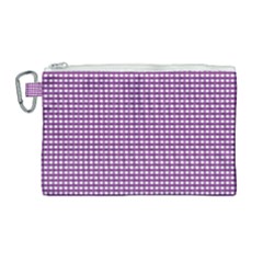 Gingham Plaid Fabric Pattern Purple Canvas Cosmetic Bag (large)