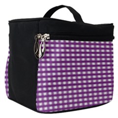 Gingham Plaid Fabric Pattern Purple Make Up Travel Bag (small) by HermanTelo