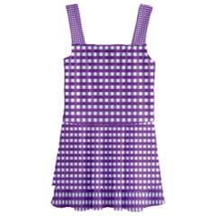Gingham Plaid Fabric Pattern Purple Kids  Layered Skirt Swimsuit