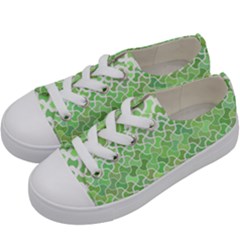 Green Pattern Curved Puzzle Kids  Low Top Canvas Sneakers