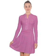 Gingham Plaid Fabric Pattern Pink Long Sleeve Panel Dress by HermanTelo