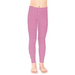 Gingham Plaid Fabric Pattern Pink Kids  Legging