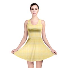 Gingham Plaid Fabric Pattern Yellow Reversible Skater Dress