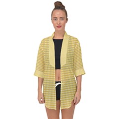 Gingham Plaid Fabric Pattern Yellow Open Front Chiffon Kimono by HermanTelo