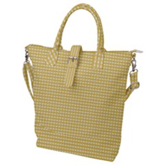 Gingham Plaid Fabric Pattern Yellow Buckle Top Tote Bag