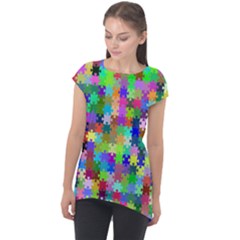 Jigsaw Puzzle Background Chromatic Cap Sleeve High Low Top by HermanTelo