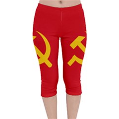 Flag Of Chinese Workers  And Peasants  Red Army, 1934-1937 Velvet Capri Leggings  by abbeyz71