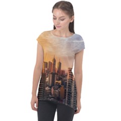 View Of High Rise Buildings During Day Time Cap Sleeve High Low Top by Pakrebo