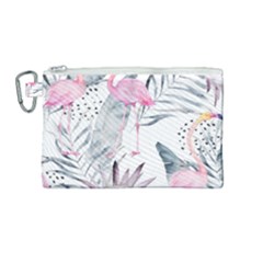 Tropical Flamingos Canvas Cosmetic Bag (medium) by Sobalvarro