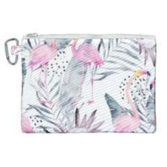Tropical Flamingos Canvas Cosmetic Bag (xl) by Sobalvarro