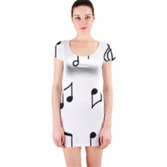 Piano Notes Music Short Sleeve Bodycon Dress by HermanTelo