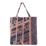 Low Angle Photography Of Beige And Blue Building Grocery Tote Bag