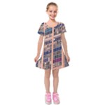 Low Angle Photography Of Beige And Blue Building Kids  Short Sleeve Velvet Dress