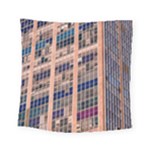 Low Angle Photography Of Beige And Blue Building Square Tapestry (Small)