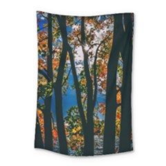 Silhouette Of Trees Small Tapestry by Pakrebo