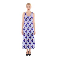 Retro Blue Cherries Sleeveless Maxi Dress by snowwhitegirl
