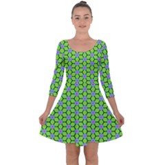 Pattern Green Quarter Sleeve Skater Dress by Mariart