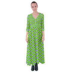 Pattern Green Button Up Maxi Dress by Mariart