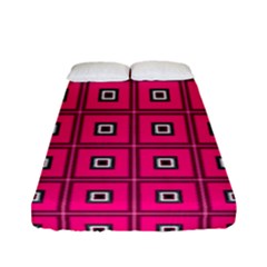 Pink Pattern Squares Fitted Sheet (full/ Double Size) by HermanTelo
