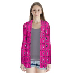Pink Pattern Squares Drape Collar Cardigan by HermanTelo