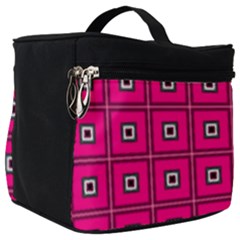 Pink Pattern Squares Make Up Travel Bag (big)