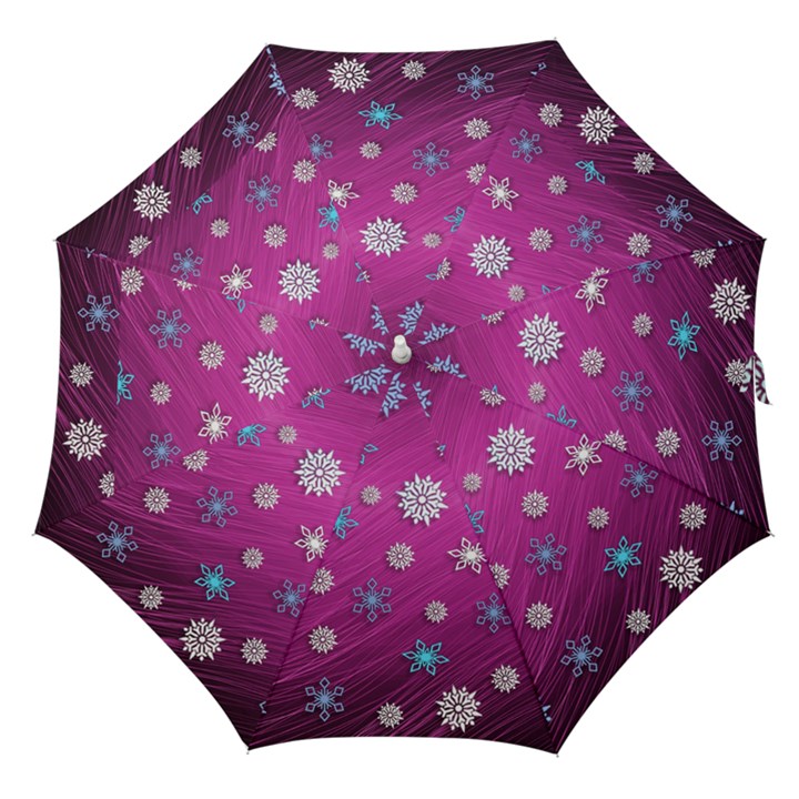 Snowflakes Winter Christmas Purple Straight Umbrellas