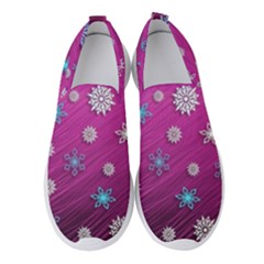 Snowflakes Winter Christmas Purple Women s Slip On Sneakers by HermanTelo