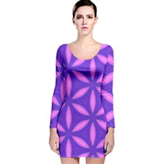 Purple Long Sleeve Velvet Bodycon Dress