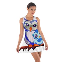 Owl Mother Owl Baby Owl Nature Cotton Racerback Dress by Sudhe