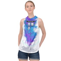 Tattoo Tardis Seventh Doctor Doctor High Neck Satin Top by Sudhe