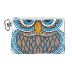 Owl Drawing Art Vintage Clothing Blue Feather Canvas Cosmetic Bag (large) by Sudhe