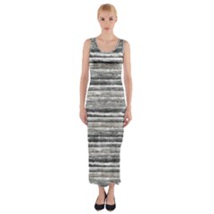 Striped Grunge Print Design Fitted Maxi Dress by dflcprintsclothing