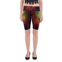 The Lonely Wolf In The Night Yoga Cropped Leggings by FantasyWorld7