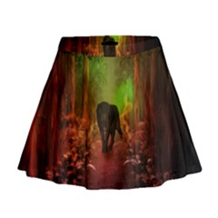 The Lonely Wolf In The Night Mini Flare Skirt by FantasyWorld7
