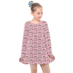 Pink Popcorn Kids  Long Sleeve Dress by VeataAtticus