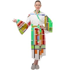 Business Finance Statistics Graphic Maxi Tie Front Velour Kimono by Simbadda
