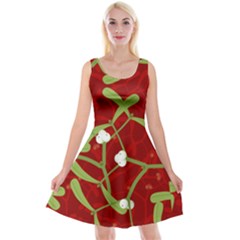 Mistletoe Christmas Texture Advent Reversible Velvet Sleeveless Dress by Simbadda