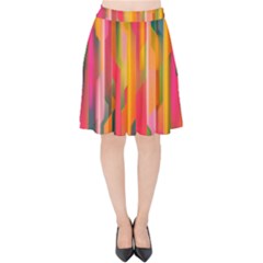 Background Abstract Colorful Velvet High Waist Skirt by Simbadda