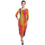 Background Abstract Colorful Quarter Sleeve Midi Velour Bodycon Dress