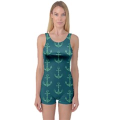 Mermaid Anchors One Piece Boyleg Swimsuit by VeataAtticus
