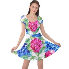 Flowers Floral Picture Flower Cap Sleeve Dress by Simbadda