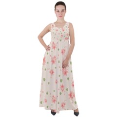 Pink Flowers Pattern Spring Nature Empire Waist Velour Maxi Dress by TeesDeck