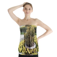 Columbus Commons Yellow Tulips Strapless Top by Riverwoman