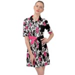 2855 - Black&Pink Floral Sleeveless Skater Dress 
