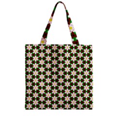 Pattern Flowers White Green Zipper Grocery Tote Bag by HermanTelo
