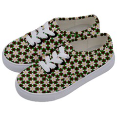 Pattern Flowers White Green Kids  Classic Low Top Sneakers
