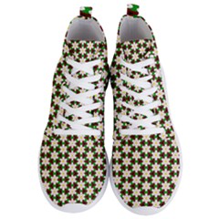 Pattern Flowers White Green Men s Lightweight High Top Sneakers by HermanTelo